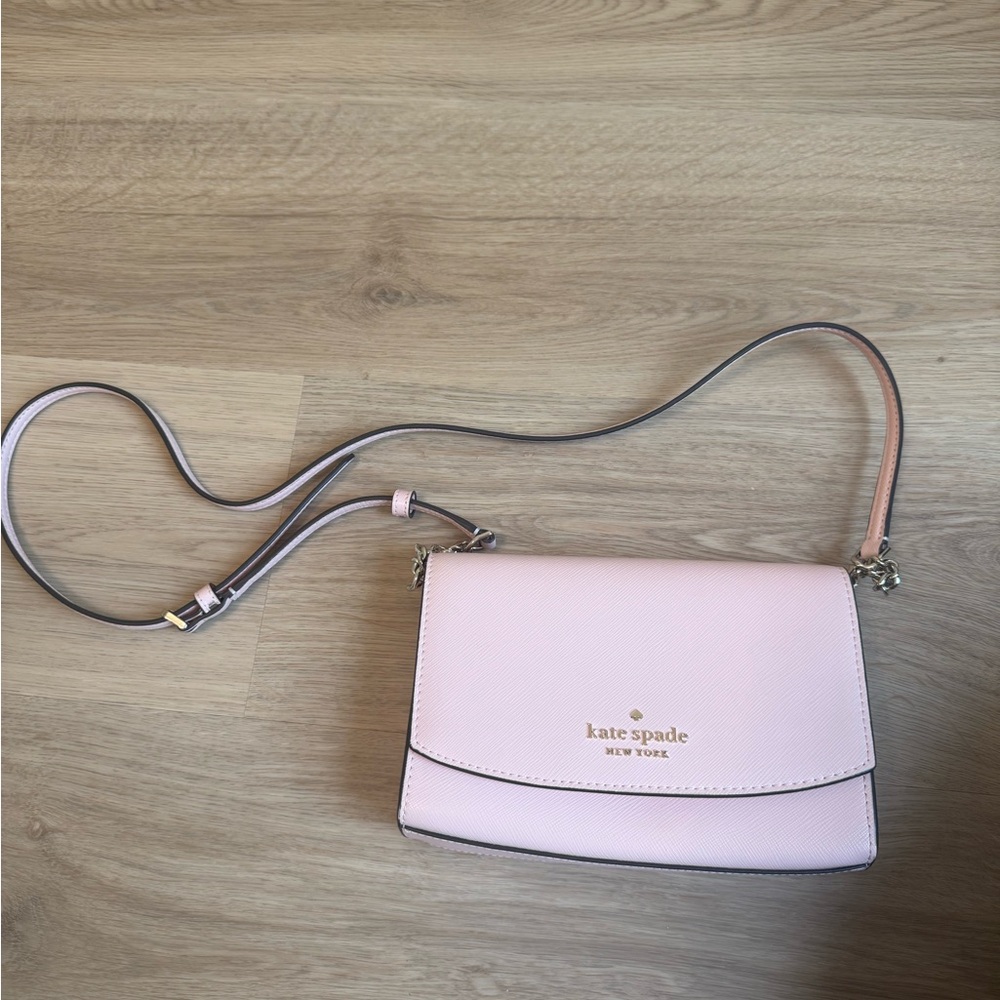 kate spade Blush Pink Leather Crossbody with Gold Logo